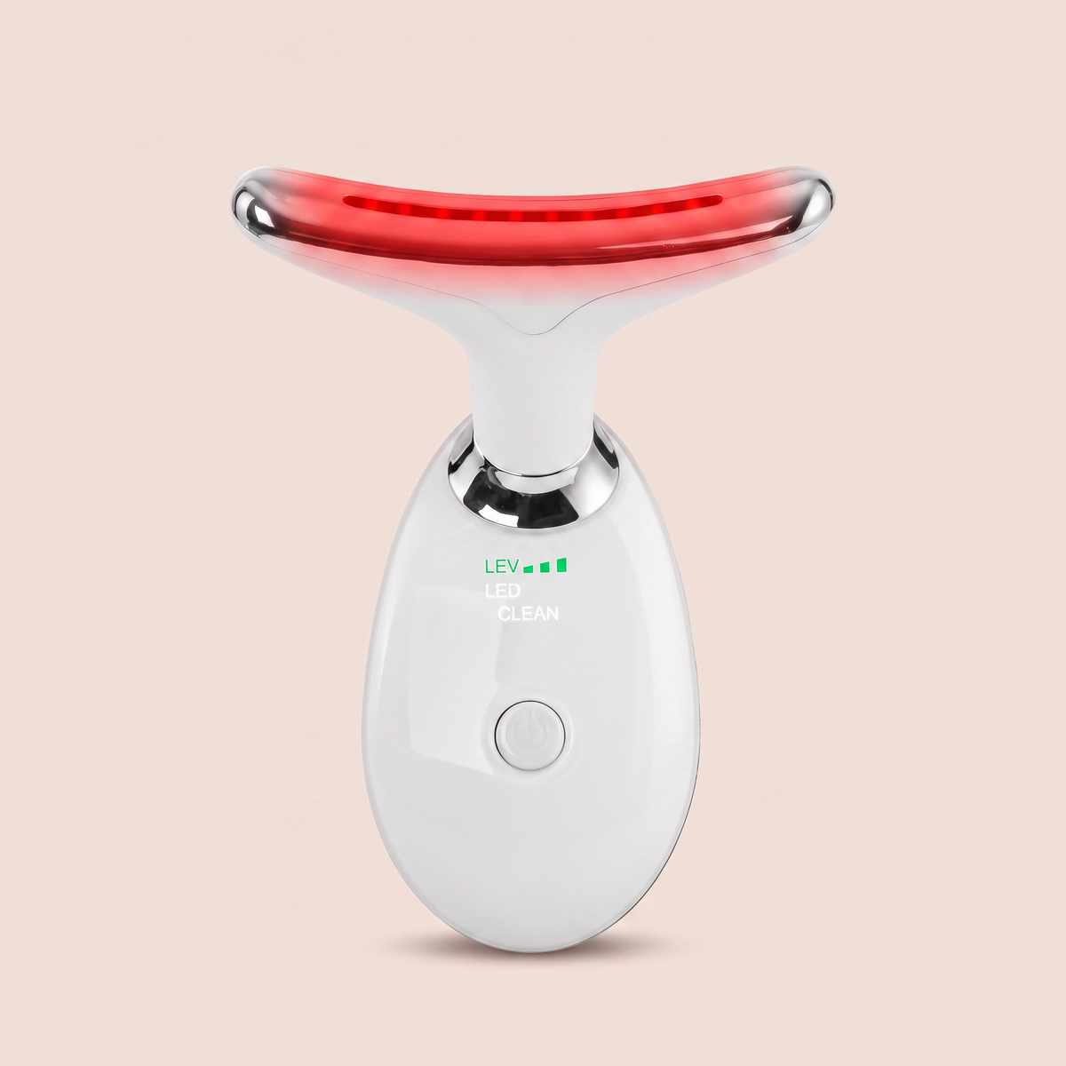 VELYNE ARC 01 with a wide, curved red-lit contact surface and white handheld body.